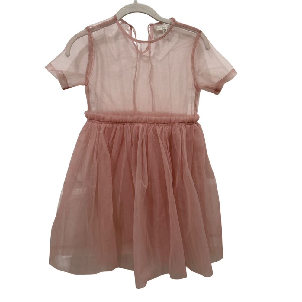 Benebene Girls Pink Mesh Tulle Tutu Dress Sheer Short Sleeve Special Occasion 8T